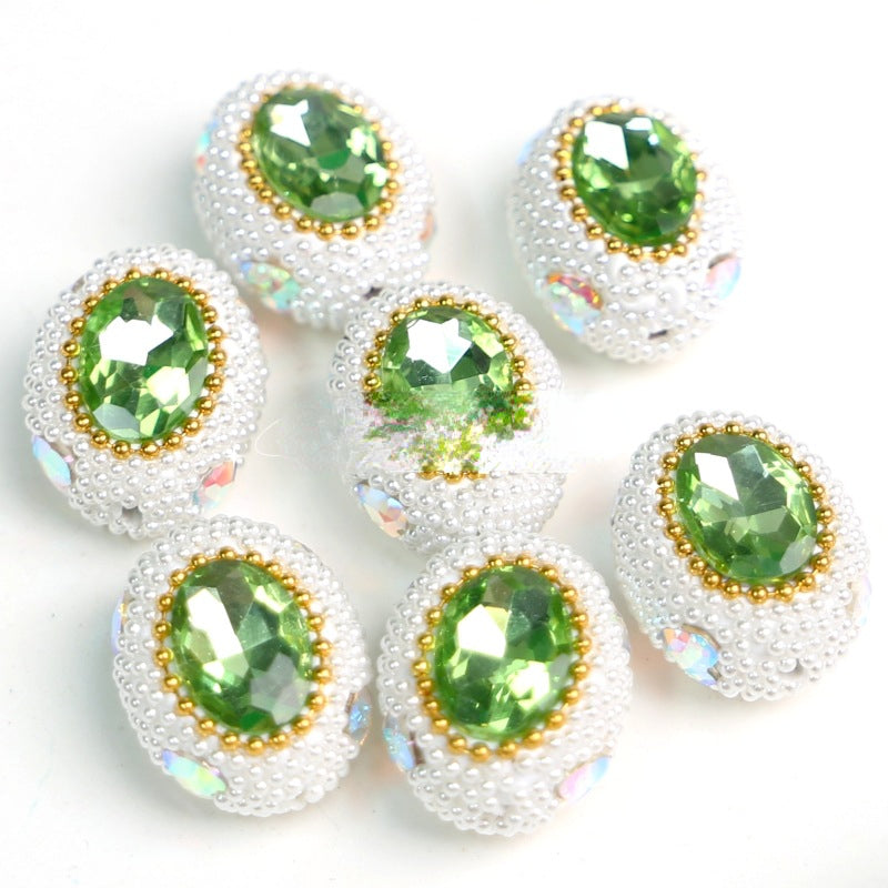 Wholesale Pigeon Egg Clay Inlaid with Diamond Straight Hole Diamond Beads
